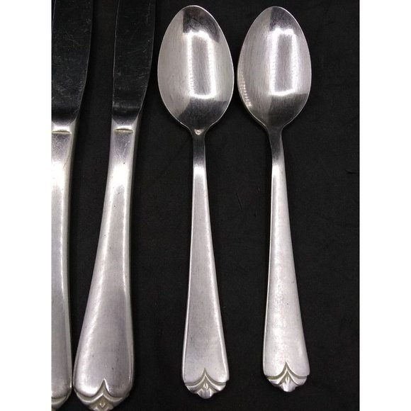 Vtg. Set Of 11 International China Satin Lotus Pattern ? Stainless Flatware READ - Picture 7 of 12